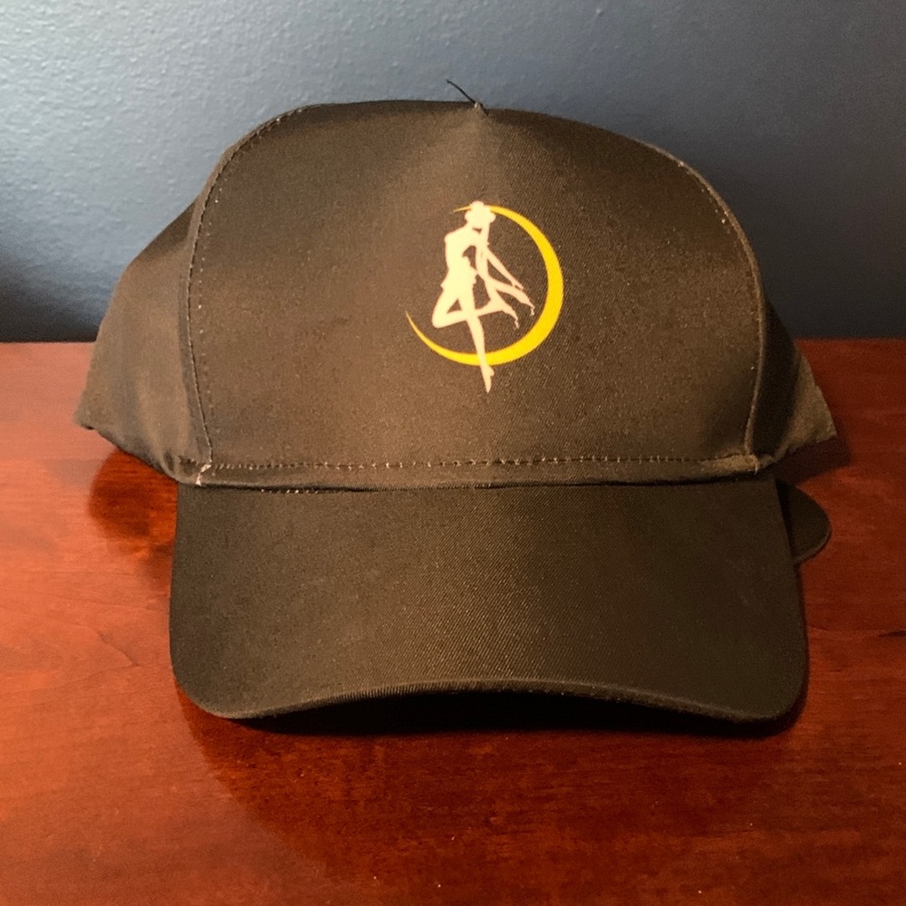 Salior Moon Black Yellow Crescent & Silhouette Logo Snap back unbranded